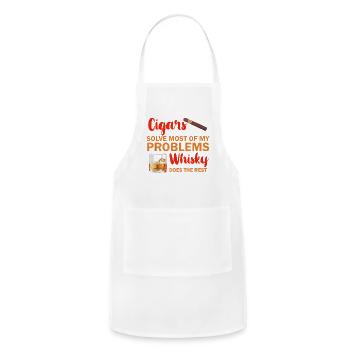 Cigars Solve Most Of My Problems and Whisky Does - Adjustable Apron - white - Front - Julia (174cm)