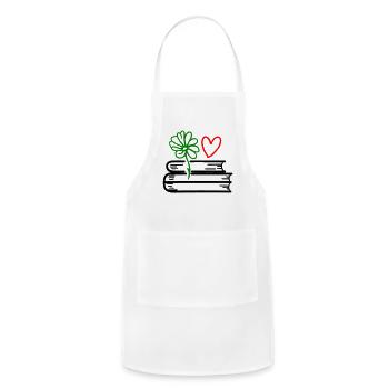 Stack of Books With Heart & Flower 3 Color Vector - Adjustable Apron - white - Front - Julia (174cm)