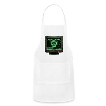 System Failure Cyber Skull Hacker Retro Monitor Te - Adjustable Apron - white - Front - Julia (174cm)