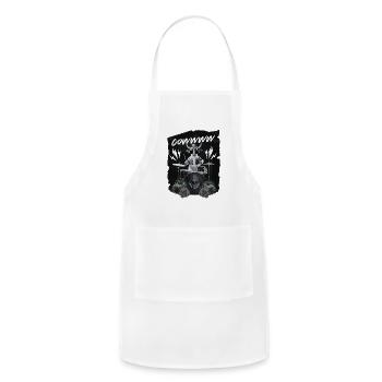 Cow Drum Skull Roses Rock - Adjustable Apron - white - Front - Julia (174cm)