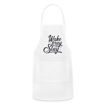 Wake Pray Slay - Adjustable Apron - white - Front - Julia (174cm)