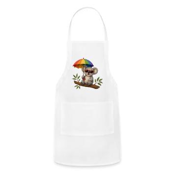 Koala with rainbow umbrella and sunglasses - Adjustable Apron - white - Front - Julia (174cm)