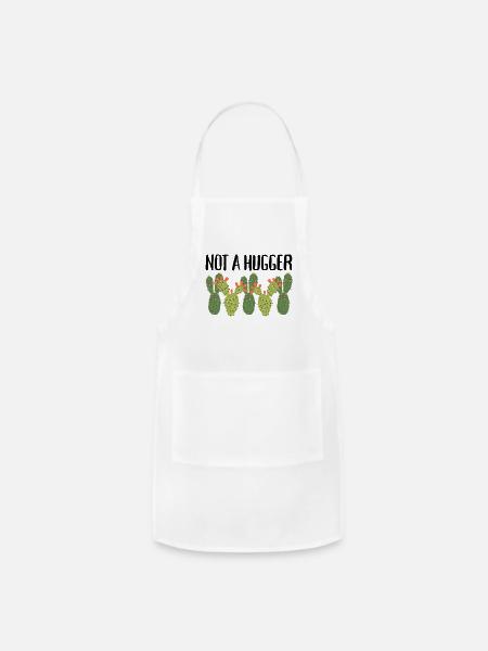Not a Hugger -cute cactus graphic - Adjustable Apron - white
