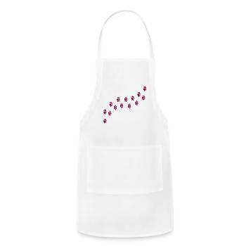 Scattered Pink Paw Prints on Dark Background - Adjustable Apron - white - Front - Julia (174cm)