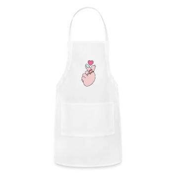 cute finger heart design T-shirt - Adjustable Apron - white - Front - Julia (174cm)