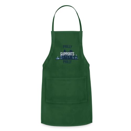 Philly Supports Philly skyline blue transparentbg - Adjustable Apron
