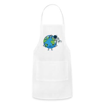 Funny Astronaut Painting Planet Earth - Adjustable Apron - white - Front - Julia (174cm)