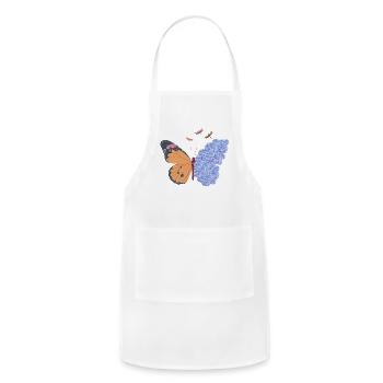 Butterfly with a Hydrangea Wing - Adjustable Apron - white - Front - Julia (174cm)