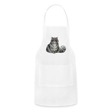 Cat British Longhair Silver Tabby - Adjustable Apron - white - Front - Julia (174cm)