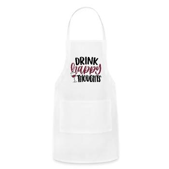 Drink Happy Thoughts - Adjustable Apron - white - Front - Julia (174cm)