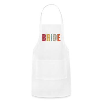 Retro bride bachelorette - Adjustable Apron - white - Front - Julia (174cm)