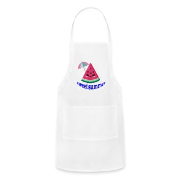 Playful Watermelon Summer Design - Adjustable Apron - white - Front - Julia (174cm)