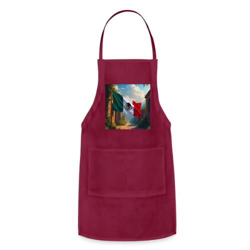 Mexican flag in Magical Town and Nature - Adjustable Apron