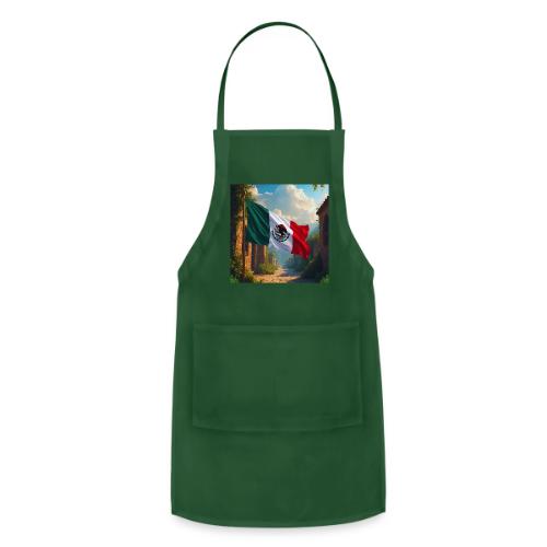Mexican flag in Magical Town and Nature - Adjustable Apron