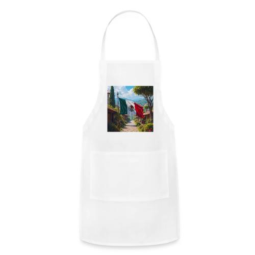 Mexican flag surrounded by nature and magic town - Adjustable Apron