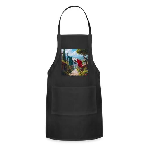 Mexican flag surrounded by nature and magic town - Adjustable Apron