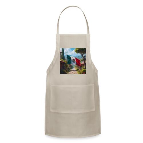 Mexican flag surrounded by nature and magic town - Adjustable Apron