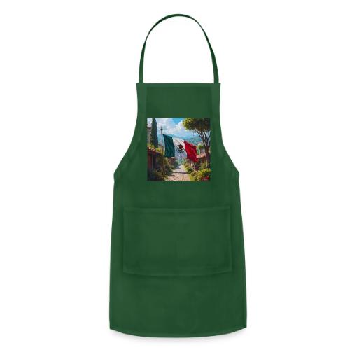 Mexican flag surrounded by nature and magic town - Adjustable Apron