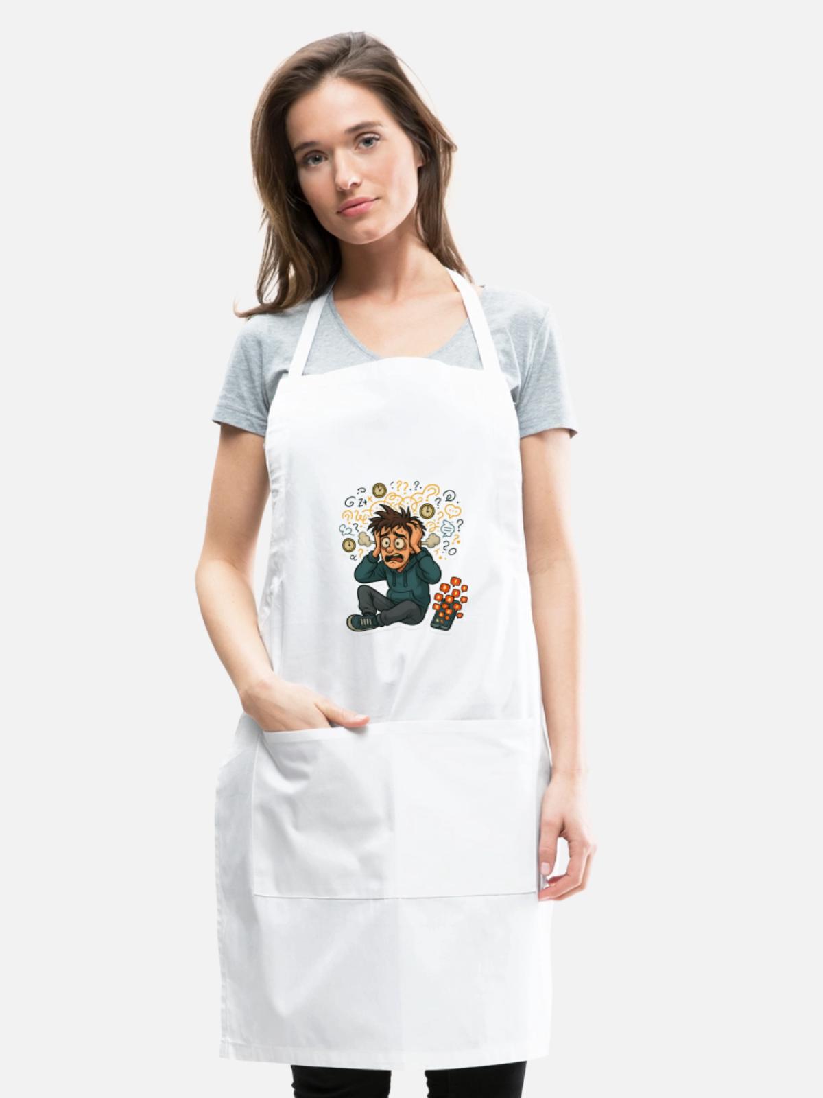 Overthink Overload - Adjustable Apron - white - Front - Julia (174cm)
