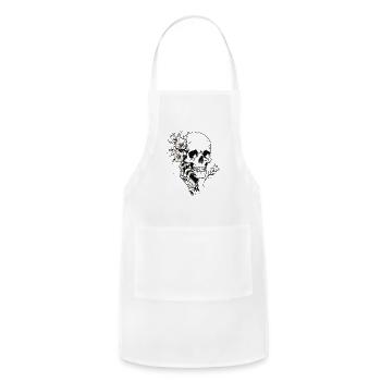 Floral Skull Art Print - Adjustable Apron - white - Front - Julia (174cm)