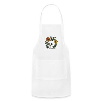 Floral Skull Art Print - Adjustable Apron - white - Front - Julia (174cm)