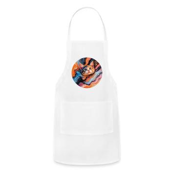 Cat Drowning in Paint - Adjustable Apron - white - Front - Julia (174cm)