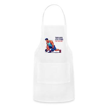 Motivational Gym Illustration for Strength - Adjustable Apron - white - Front - Julia (174cm)