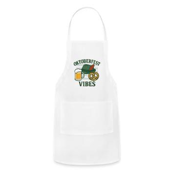 Oktoberfest Vibes with Beer Pretzel Hat - Adjustable Apron - white - Front - Julia (174cm)