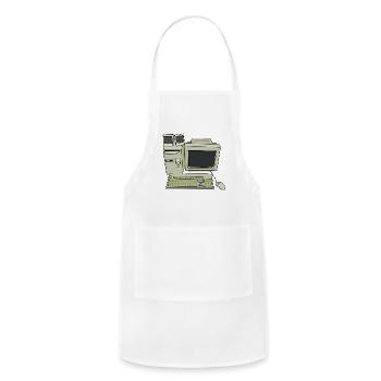 Retro Computer Desk Setup - Adjustable Apron - white - Front - Julia (174cm)