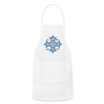 Coptic Cross Blue Icon - Adjustable Apron - white - Front - Julia (174cm)