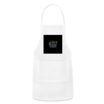 The Hustle Never Sleeps |  Unisex T-Shirt - Adjustable Apron - white - Front - Julia (174cm)