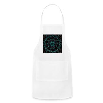 Neon Mandala Fractal Bloom - Adjustable Apron - white - Front - Julia (174cm)