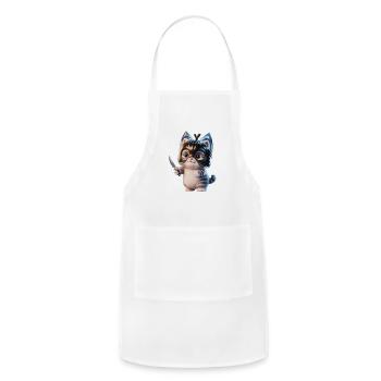 Ninja Kitten with Dagger - Adjustable Apron - white - Front - Julia (174cm)
