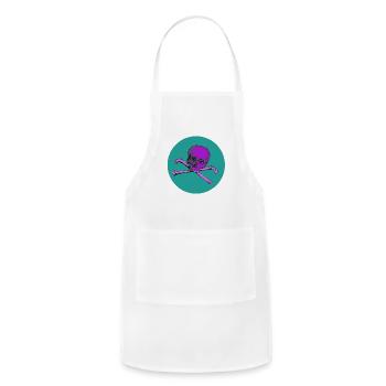 Purple Skull Crossbones Pop Art - Adjustable Apron - white - Front - Julia (174cm)