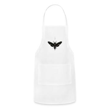 Moonlit Skull Moth Dagger Design - Adjustable Apron - white - Front - Julia (174cm)