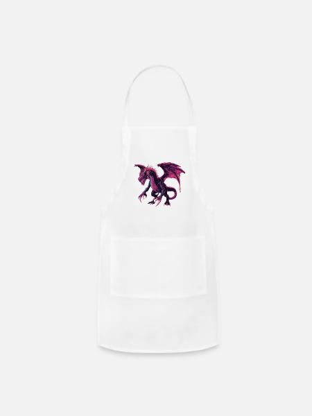 Neon Dragon Noir Wings - Adjustable Apron - white