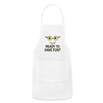 Ready To Have Fun Cute Minion Style Yellow Glasses - Adjustable Apron - white - Front - Julia (174cm)