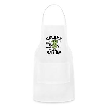 Funny Celery Allergy Gift - Adjustable Apron - white - Front - Julia (174cm)