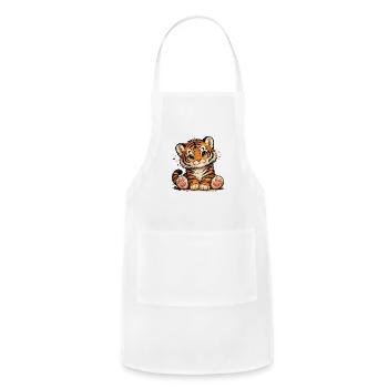 Tiger Cub Dream: Cute Cartoon Tiger - Adjustable Apron - white - Front - Julia (174cm)