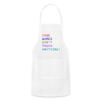 CODE WORKS DON'T TOUCH ANYTHING - Adjustable Apron - white - Front - Julia (174cm)