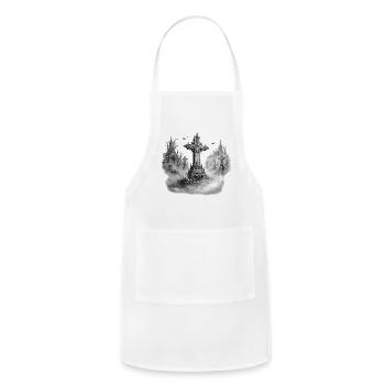 Cemetery Cross in Fog - Adjustable Apron - white - Front - Julia (174cm)