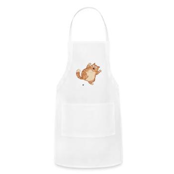 Funny Cat Panicking Over a Tiny Bug - Adjustable Apron - white - Front - Julia (174cm)