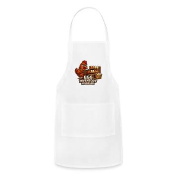 Egg Inventory Manager: Poultry Clerk Cartoon - Adjustable Apron - white - Front - Julia (174cm)