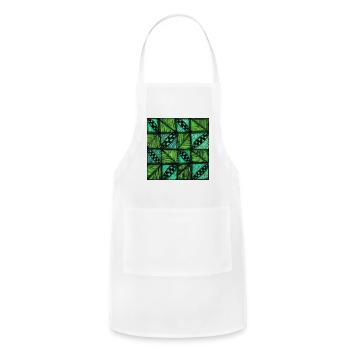 Verdant Grid Leaf Mosaic - Adjustable Apron - white - Front - Julia (174cm)