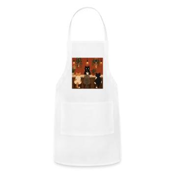 Cozy Cat Cafe Barista Kitten Coffee Shop Botanical - Adjustable Apron - white - Front - Julia (174cm)