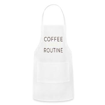 Coffee First Routine - Minimalist Morning Quote - Adjustable Apron - white - Front - Julia (174cm)