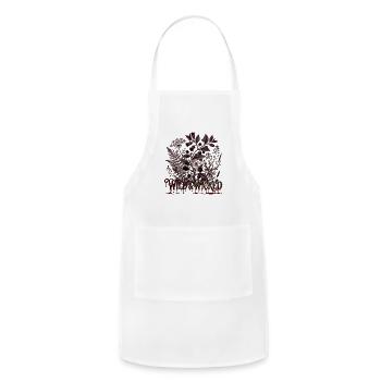 Wild and Wicked Dark Cottagecore Botanical - Adjustable Apron - white - Front - Julia (174cm)