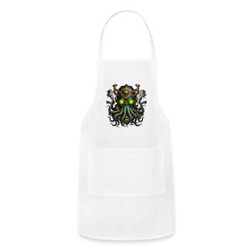 Steampunk Kraken Skull Glow Print - Adjustable Apron - white - Front - Julia (174cm)