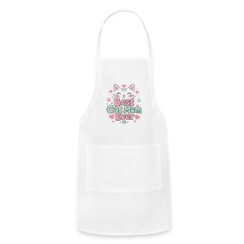 Best_Cat_Mom_Ever_Kawaii_T-Shirt - Adjustable Apron - white - Front - Julia (174cm)