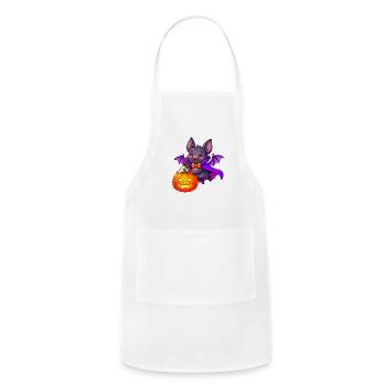 Halloween Bat with Pumpkin Lantern - Adjustable Apron - white - Front - Julia (174cm)